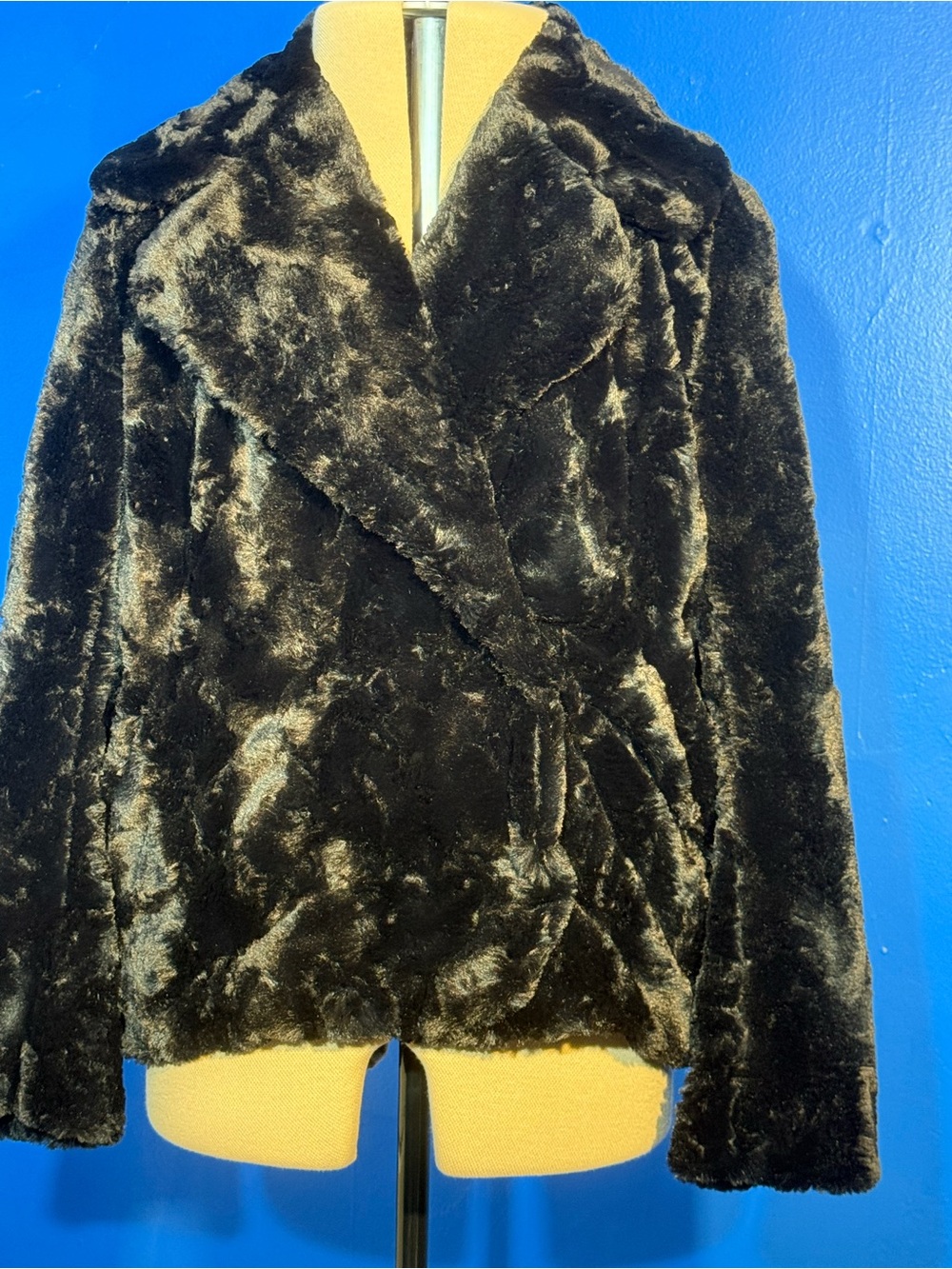 Fifteen Twenty Black Faux Fur Coat Jacket M